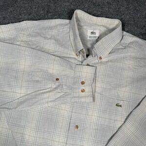 Lacoste Shirt Mens Medium Gray Button Down Long Sleeve Classic Oxford Cotton